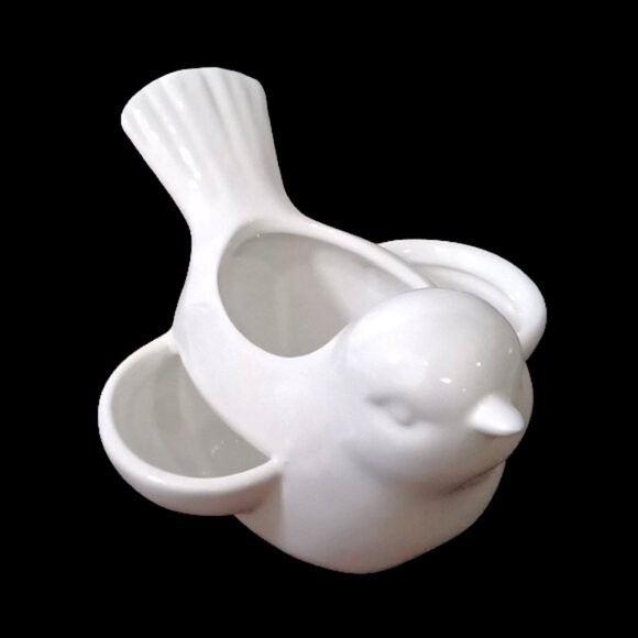 Vintage Abbott White Glazed Ceramic Bird Planter Made in China 8" Long - Picture 1 of 8
